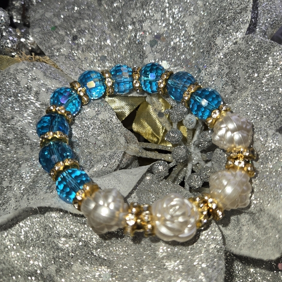 Fashion Jewelry I Aquamarine I Fire Fly Pebble I Bracelet - Picture 2 of 2
